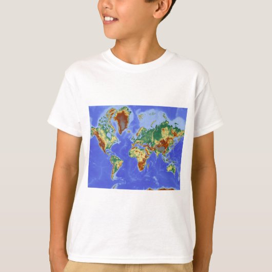 ワールドジオグラフィック国際的マップ Tシャツ (正面)
