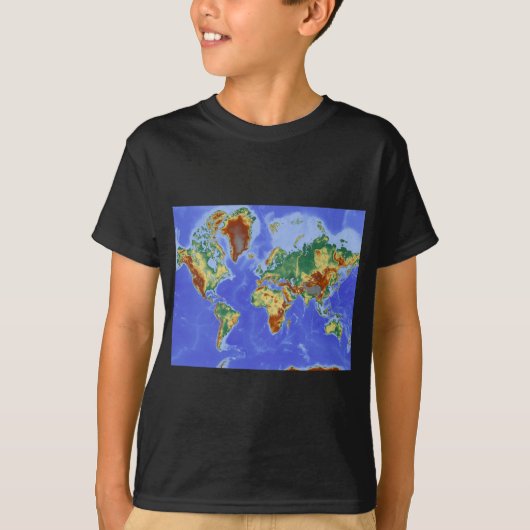 ワールドジオグラフィック国際的マップ Tシャツ (正面)