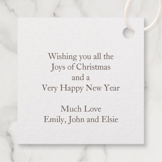 ワールドスクリプトへの喜びタイポグラフィクリスマスフォイル フェイバータグ (裏面)