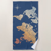 ワールドスタイリッシュトラベラー（プラス地図、レトロライト） ビーチタオル (正面)