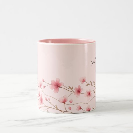 ワールドズグ最高のーマン – パステルフローラパーソナライズされた ツートーンマグカップ (中央)