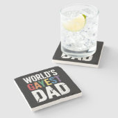 ワールドズゲイストパパLGBTQゲイプライドアリーレインボー ストーンコースター (横)