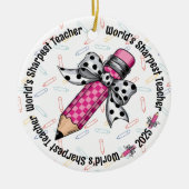 ワールドズシャーペストカワイイカラフル先生コケット セラミックオーナメント (正面)