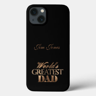 ワールドズベストパパエレガントブラックと金ゴールド文字 iPhone 13ケース