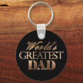 ワールドズベストパパエレガントブラック金ゴールドタイポグラフィ キーホルダー (正面)