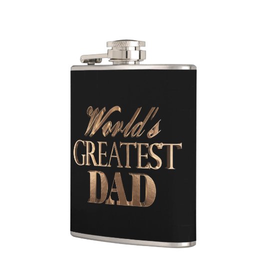ワールドズベストパパエレガントブラック金ゴールドタイポグラフィ フラスク (左)