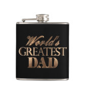 ワールドズベストパパエレガントブラック金ゴールドタイポグラフィ フラスク (正面)
