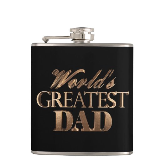 ワールドズベストパパエレガントブラック金ゴールドタイポグラフィ フラスク (正面)