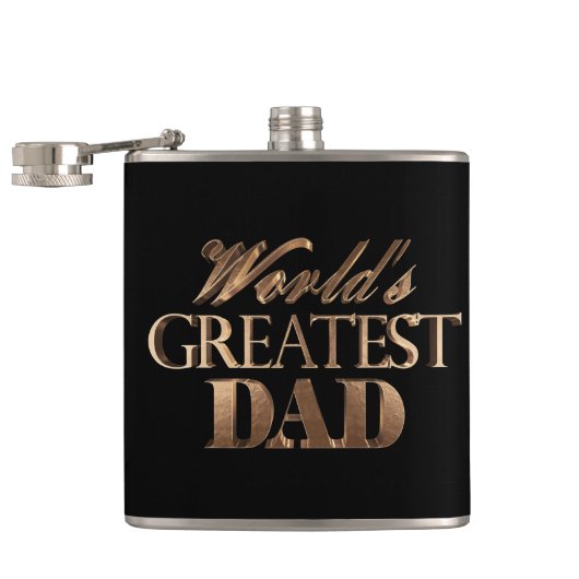 ワールドズベストパパエレガントブラック金ゴールドタイポグラフィ フラスク (オープン)