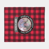 ワールドズベストパパグランドパカスタム写真テンプレート フリースブランケット (正面(横))