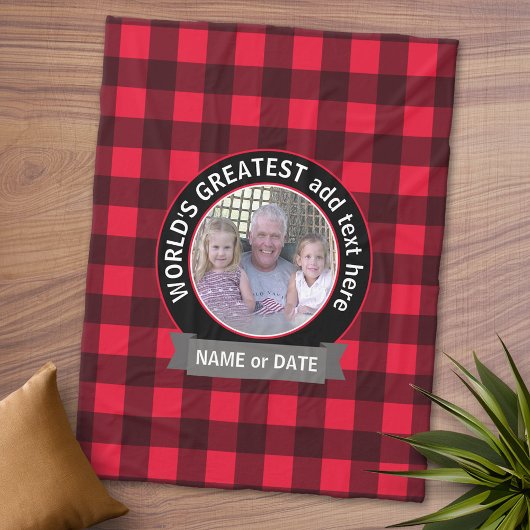 ワールドズベストパパグランドパカスタム写真テンプレート フリースブランケット