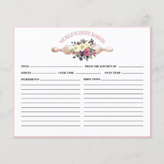 ワールドズベーカー最高のブライダルシャワーレシピカード (正面)