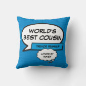 ワールドズ最高のイシズおもしろいモダン漫画クールブルー クッション (裏面)