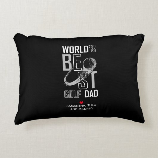 ワールドズ最高のゴルフパパ |白黒パパギフト アクセントクッション (正面)