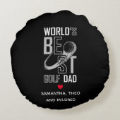 ワールドズ最高のゴルフパパ |白黒パパギフト ラウンドクッション (裏面)