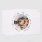 ワールドズ最高のドッグパパエレガントシンプルカスタム写真 ゴルフタオル (横)