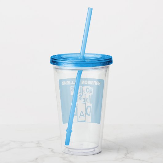 ワールドズ最高のパパモダンブルーとホワイトタイポグラフィ アクリルタンブラー (裏面)
