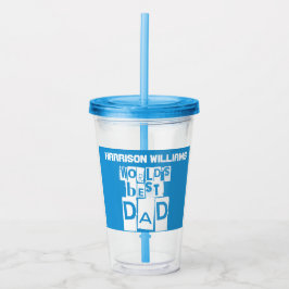 ワールドズ最高のパパモダンブルーとホワイトタイポグラフィ アクリルタンブラー