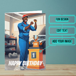 ワールドズ最高のブラック整備士誕生日 カード
