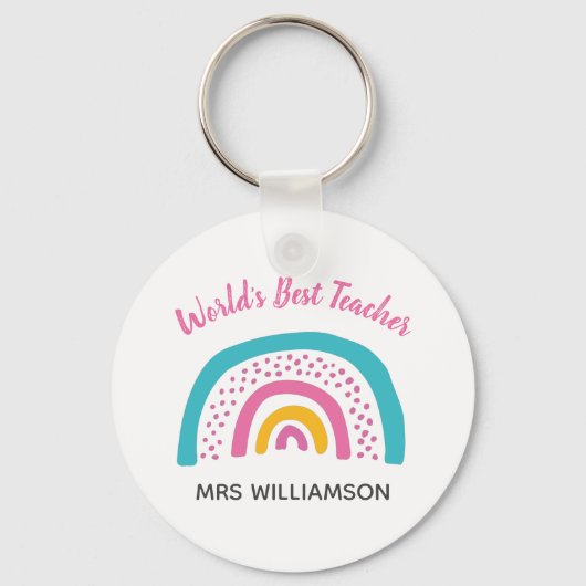 ワールドズ最高の先生ブリーレインボー キーホルダー (正面)