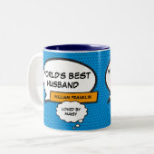 ワールドズ·ハ最高のウン·ブルー·おもしろい漫画ブック ツートーンマグカップ (正面左)