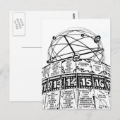 ワールドタイムクロック、アレクサンドルプラッツ、ベルリン、スケッチ(1) ポストカード (正面/裏面)