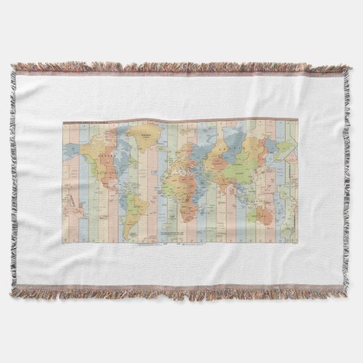 ワールドタイムゾーンの地図 スローブランケット (正面)
