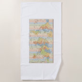 ワールドタイムゾーンの地図 ビーチタオル (正面)