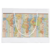 ワールドタイムゾーンの地図 ラージペーパーバッグ (裏面)