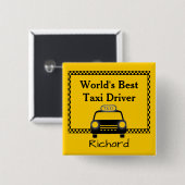 ワールドタ最高のクシー運転士パーソナライズされた 缶バッジ (正面&裏面)