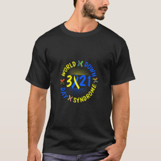 ワールドダウン症候群デイソックス3 21 T21リボンキッド Tシャツ