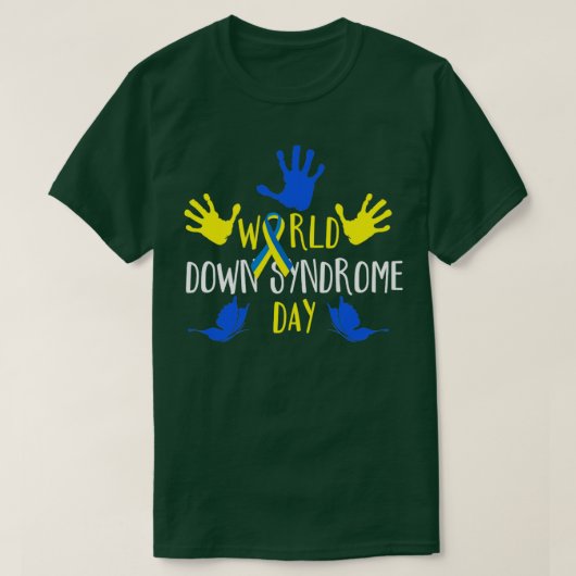 ワールドダウン症候群日 Tシャツ (デザイン正面)