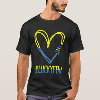 ワールドダウン症候群認識度デイ3矢印ラッキーF Tシャツ