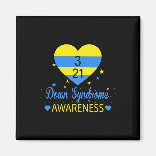 ワールドダウン症候群認識度3月21日イエローブルー マグネット (正面)