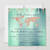 ワールドデスティネーションマップグローブ結婚ブライダルのミント マグネット招待状 (正面)
