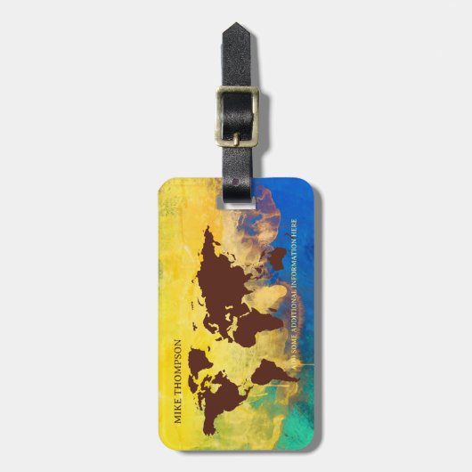 ワールドトラベラーイエローマップ名荷物タグ ラゲッジタグ (正面縦)