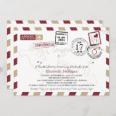 ワールドトラベラーエアメールワシントンDCブライダルシャワー 招待状 (正面/裏面)