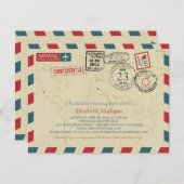 ワールドトラベラーエアメール | カリフォルニアブライダルシャワー 招待状 (正面/裏面)