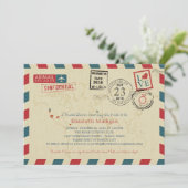 ワールドトラベラーエアメール | テキサス州ブライダルシャワー 招待状 (スタンド正面)