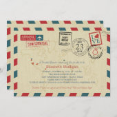 ワールドトラベラーエアメール | テキサス州ブライダルシャワー 招待状 (正面/裏面)