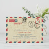 ワールドトラベラーエアメール |ブライダルシャワー 招待状 (スタンド正面)