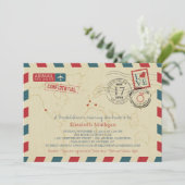 ワールドトラベラーエアメール |ブライダルシャワー 招待状 (スタンド正面)