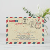 ワールドトラベラーエアメール |ブライダルシャワー 招待状 (スタンド正面)