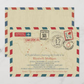 ワールドトラベラーエアメール |ブライダルシャワー 招待状 (正面/裏面)