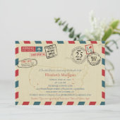 ワールドトラベラーエアメール |ブライダルシャワー 招待状 (スタンド正面)