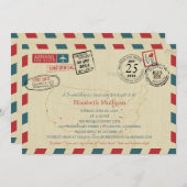 ワールドトラベラーエアメール |ブライダルシャワー 招待状 (正面/裏面)