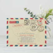 ワールドトラベラーエアメール |ブライダルシャワー 招待状 (スタンド正面)