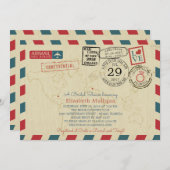 ワールドトラベラーエアメール |ブライダルシャワー 招待状 (正面/裏面)