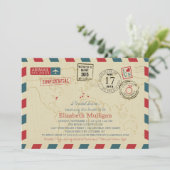 ワールドトラベラーエアメール |ブライダルシャワー 招待状 (スタンド正面)