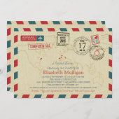 ワールドトラベラーエアメール |ブライダルシャワー 招待状 (正面/裏面)